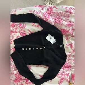 Forever 21 Black Ribbed Button-Down Shirt